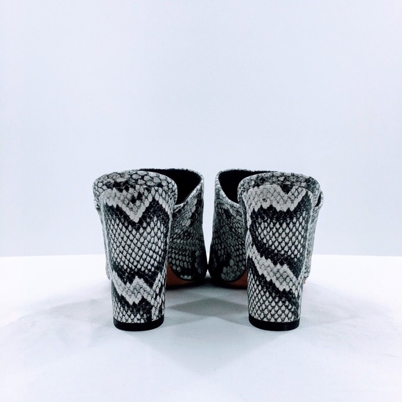 Vince Grey Mule Snakeskin Embossed Leather Block Slide On Heeled Sandal Sz 7 - Picture 7 of 11
